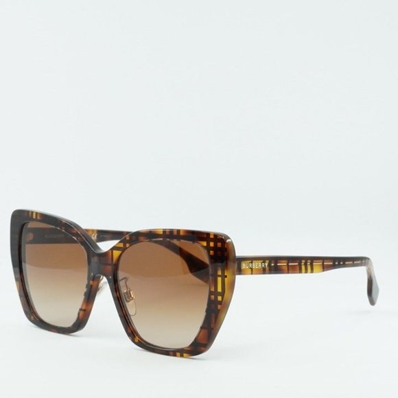 NEW BURBERRY TAMSIN BE4366F 398213 TOP CHECK HAVANA/BROWN GRADIENT SUNGL… - Picture 2 of 10